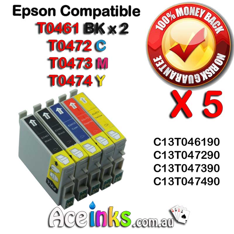 5 Pack Combo Compatible EPSON TO461 BK C / M / Y